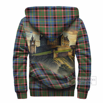 Glass Tartan Family Crest Sherpa Hoodie with Scottish Ancient Castle Style - Tartan Vibes Clothing