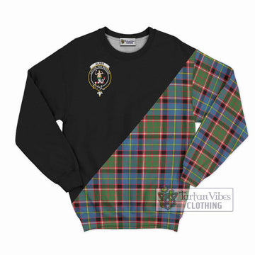 Glass Tartan Sweatshirt with Family Crest and Military Logo Style - Tartan Vibes Clothing