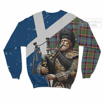 Glass Tartan Sweatshirt with Family Crest Scottish Bagpiper Vibes - Tartan Vibes Clothing