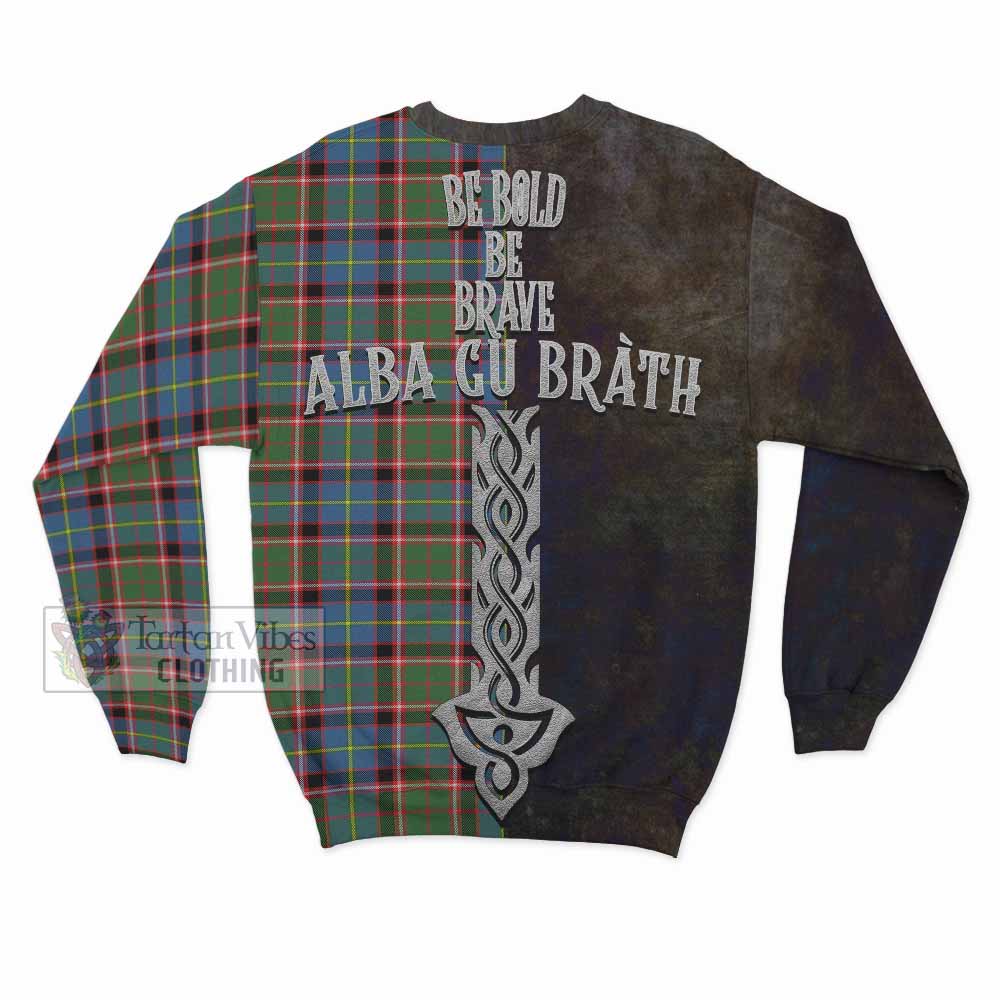 Glass Tartan Family Crest Sweatshirt Alba Gu Brath Be Brave Lion Ancient Style - Tartan Vibes Clothing