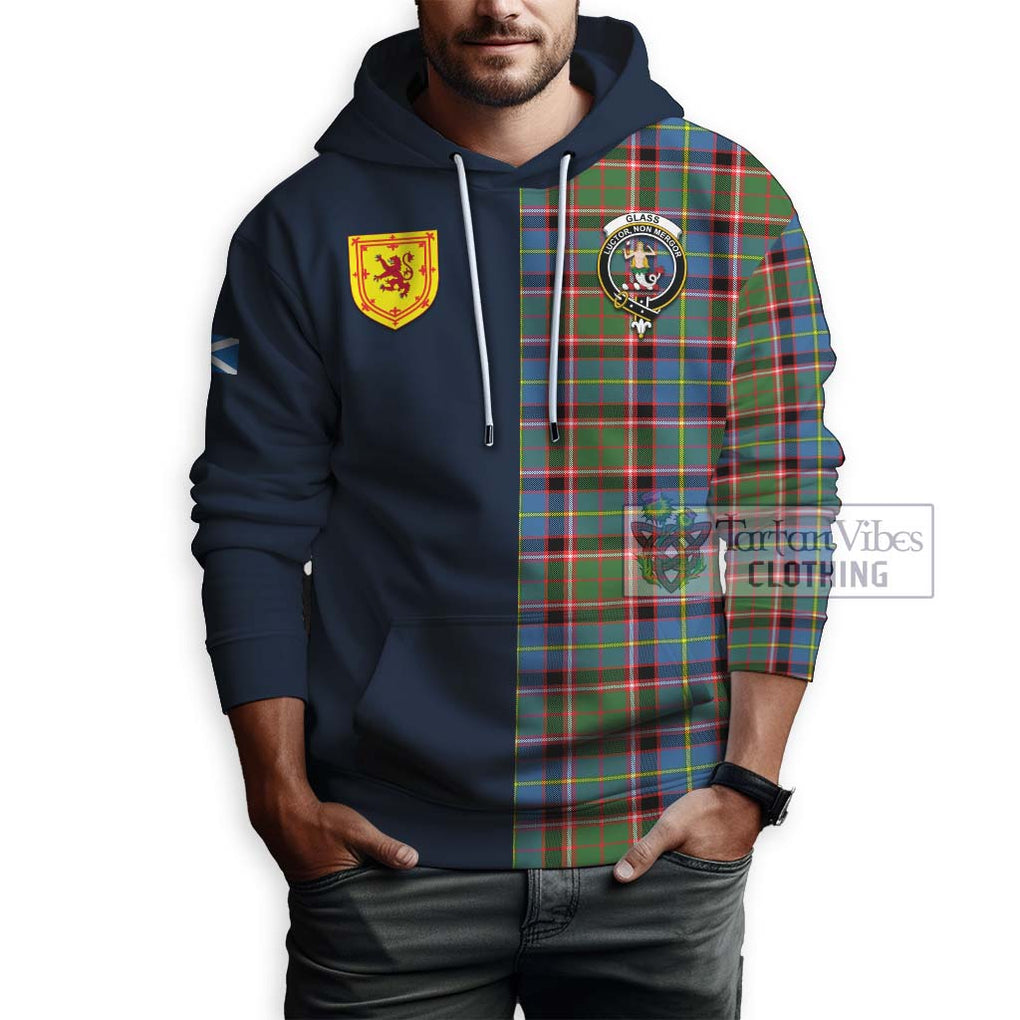 Glass Tartan Hoodie Alba with Scottish Lion Royal Arm Half Style - Tartan Vibes Clothing