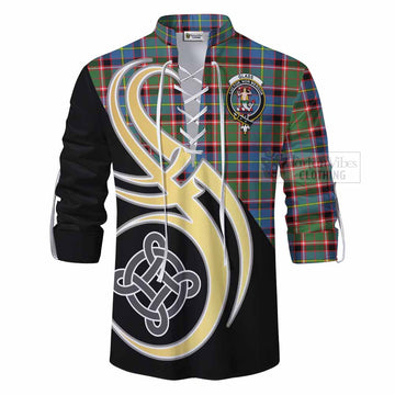 Glass Tartan Ghillie Kilt Shirt with Family Crest and Celtic Symbol Style - Tartan Vibes Clothing