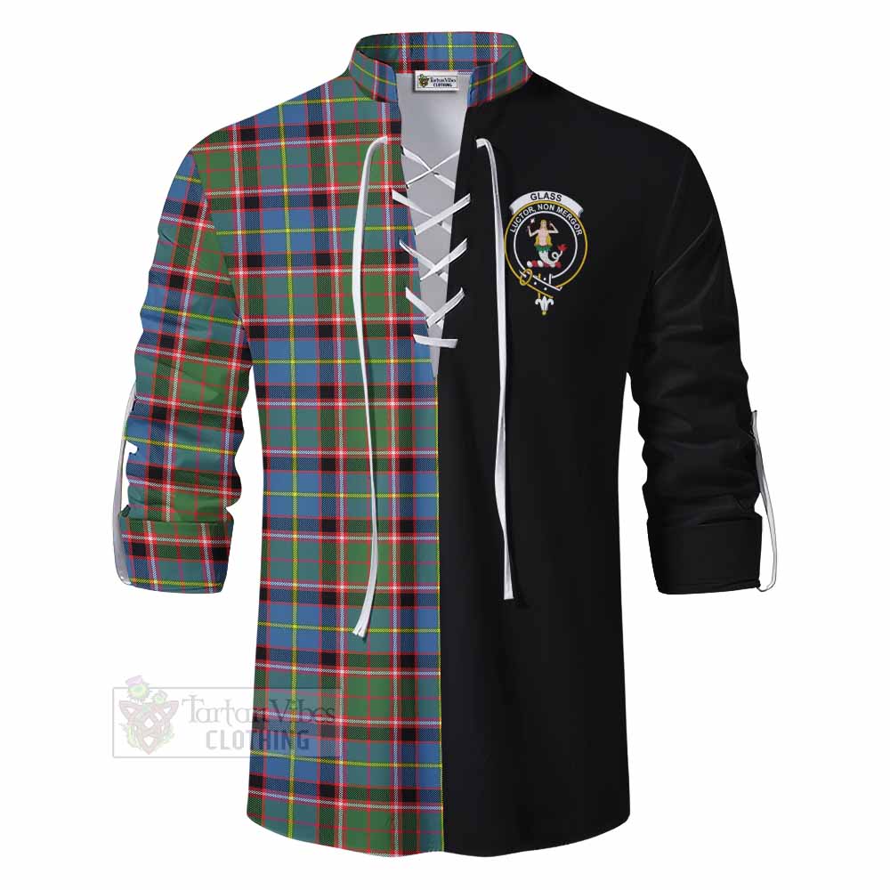 Tartan Vibes Clothing Glass Tartan Ghillie Kilt Shirt with Family Crest and Half Of Me Style