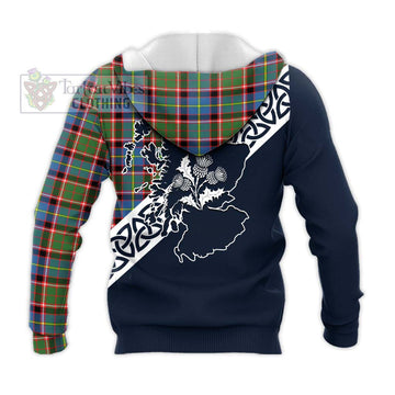Glass Tartan Knitted Hoodie Featuring Thistle and Scotland Map - Tartan Vibes Clothing