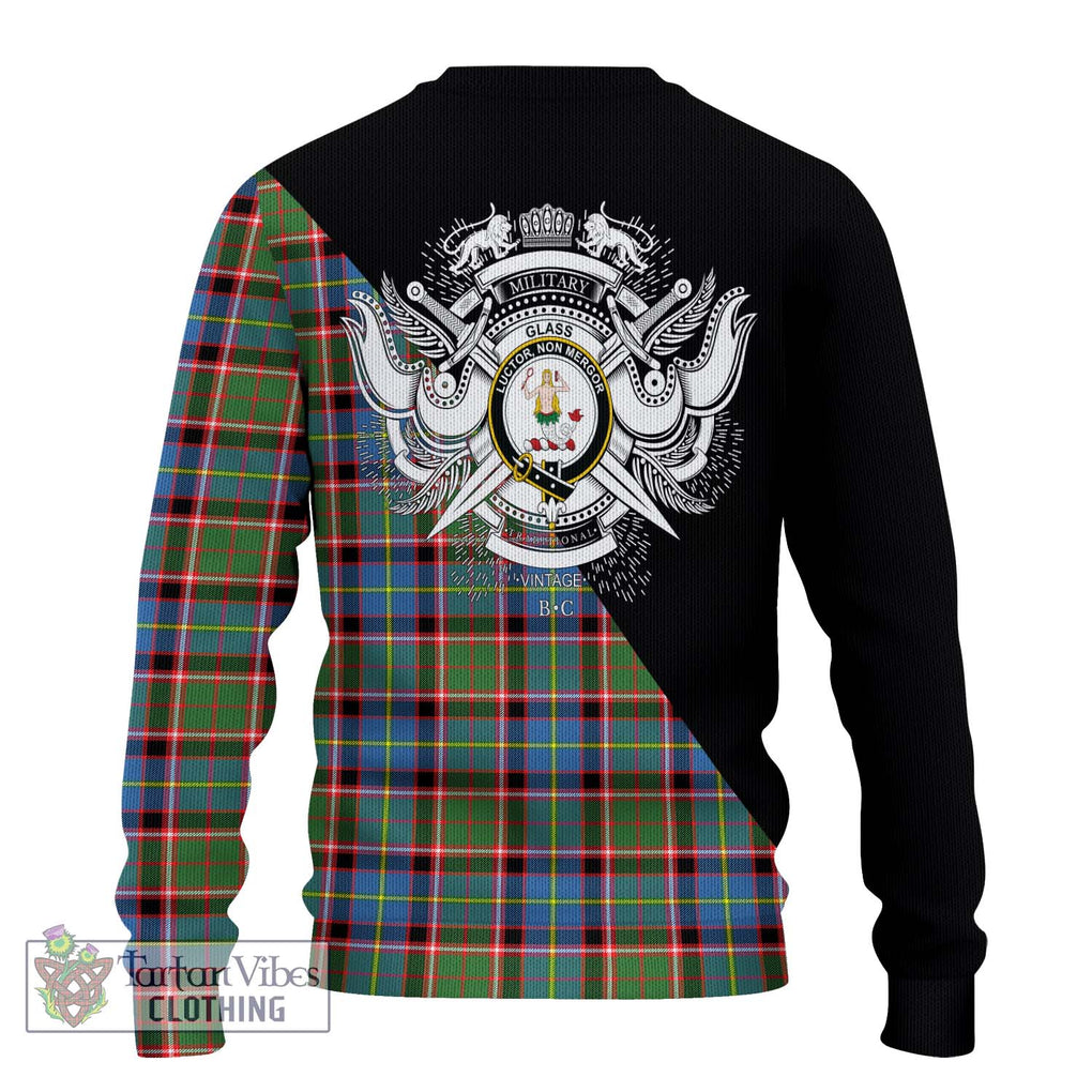 Glass Tartan Ugly Sweater with Family Crest and Military Logo Style - Tartan Vibes Clothing