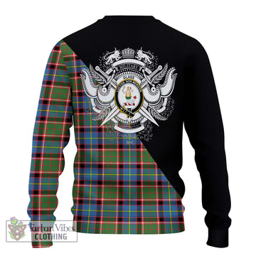 Glass Tartan Ugly Sweater with Family Crest and Military Logo Style - Tartan Vibes Clothing