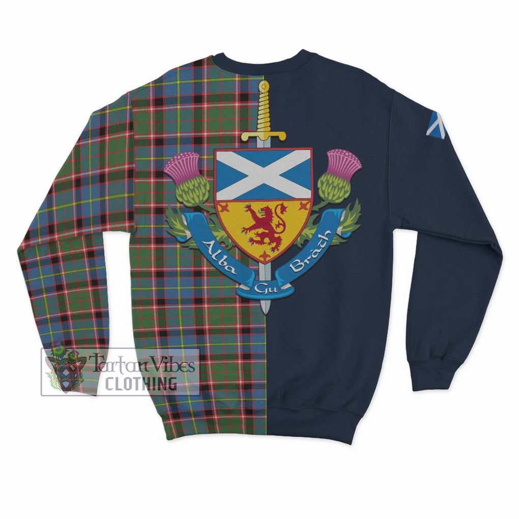 Glass Tartan Sweatshirt Alba with Scottish Lion Royal Arm Half Style - Tartan Vibes Clothing
