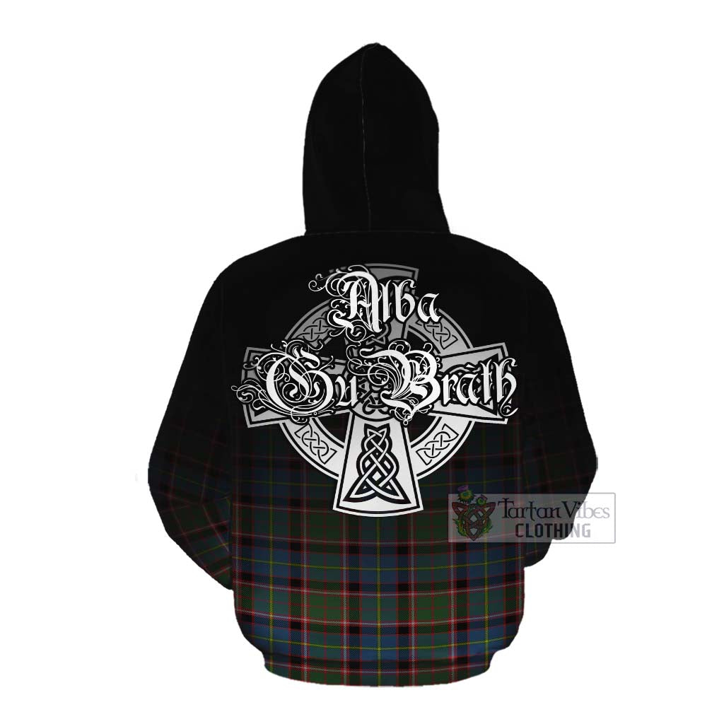 Tartan Vibes Clothing Glass Tartan Cotton Hoodie Featuring Alba Gu Brath Family Crest Celtic Inspired
