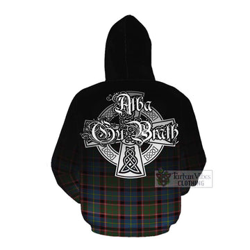 Tartan Vibes Clothing Glass Tartan Cotton Hoodie Featuring Alba Gu Brath Family Crest Celtic Inspired