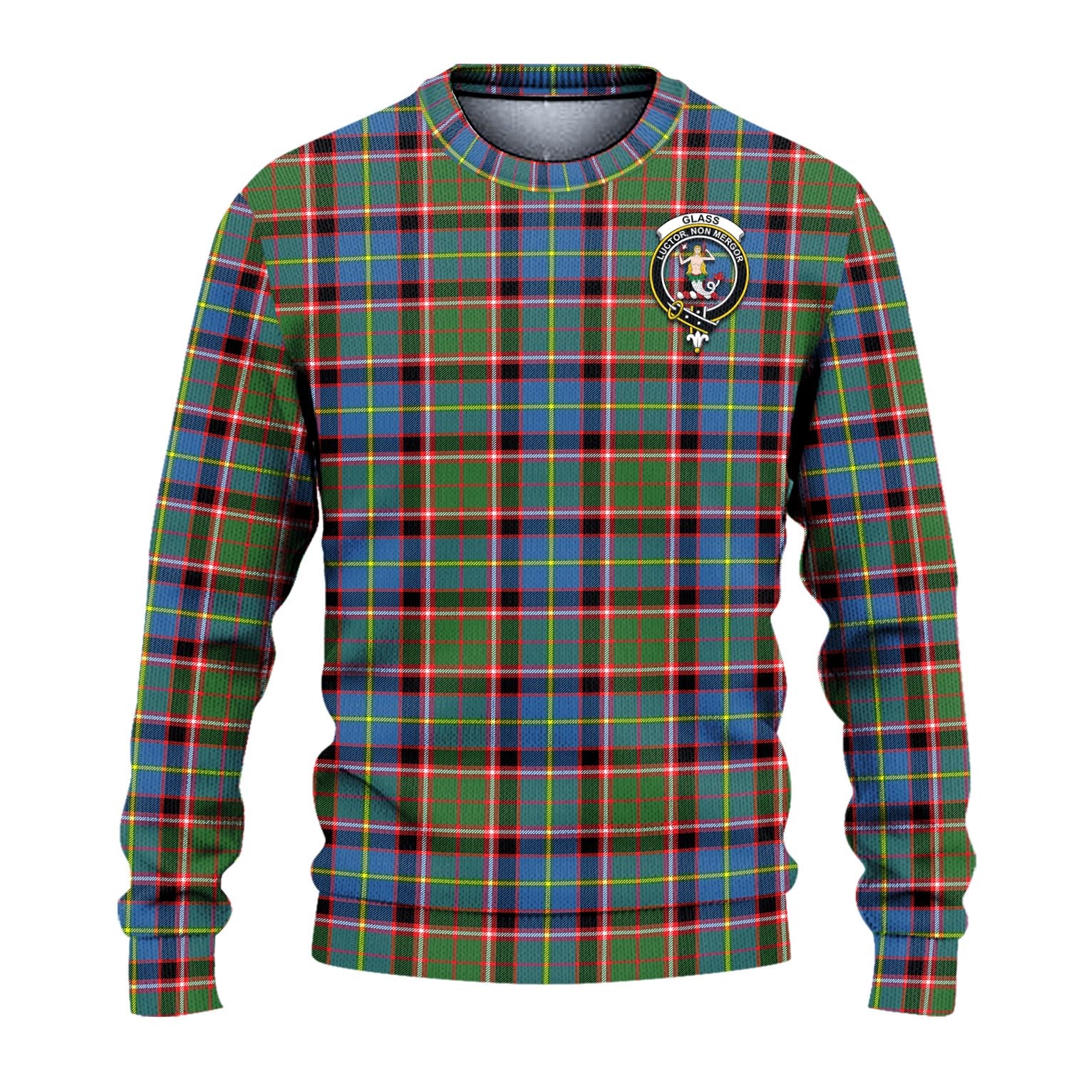 Glass Tartan Ugly Sweater with Family Crest - Tartan Vibes Clothing