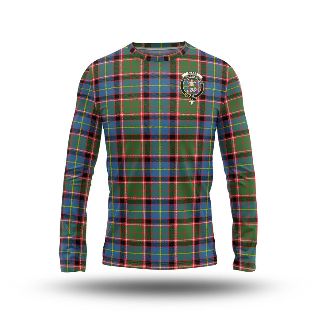 Glass Tartan Long Sleeve T-Shirt with Family Crest - Tartan Vibes Clothing