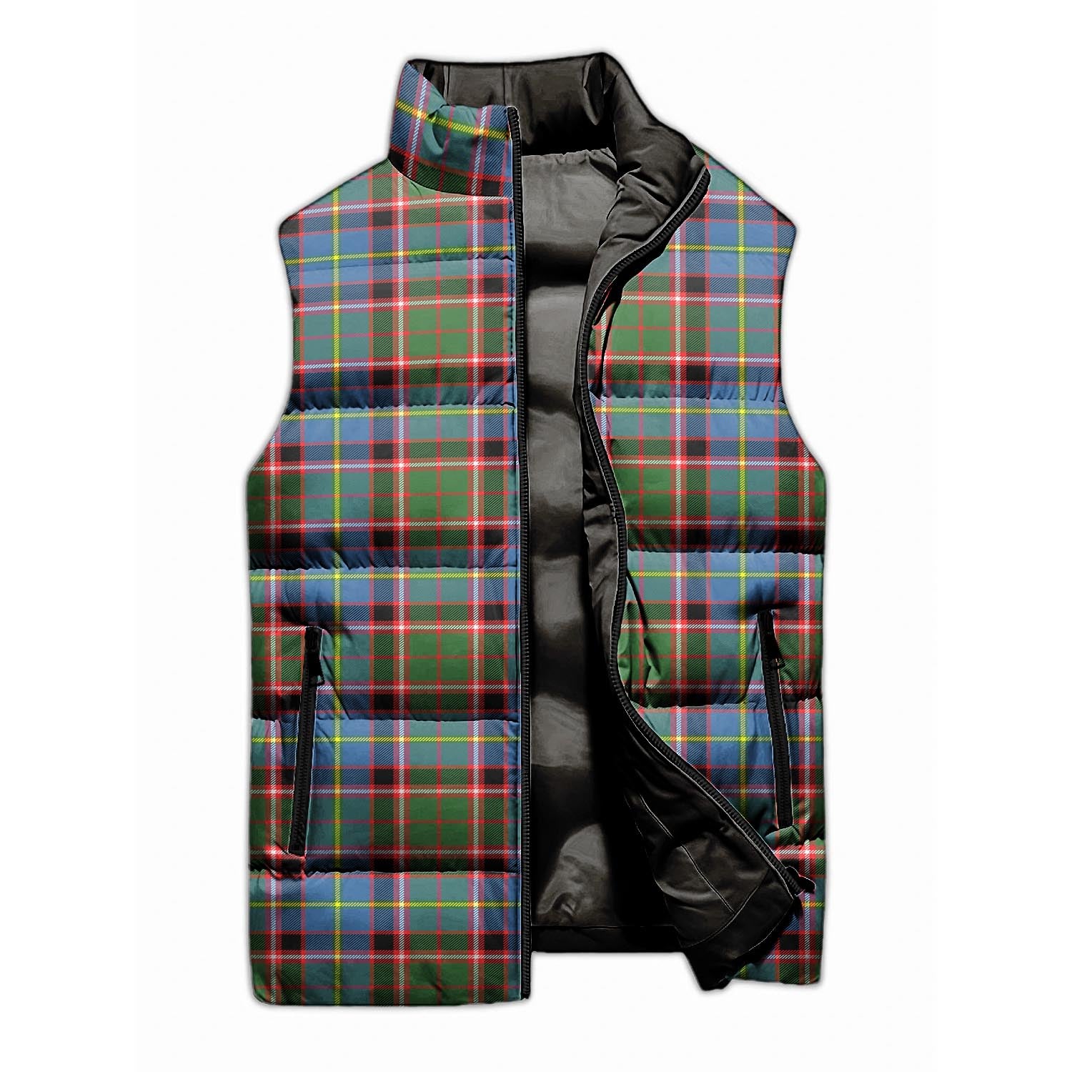 Glass Tartan Sleeveless Puffer Jacket Unisex M - Tartan Vibes Clothing