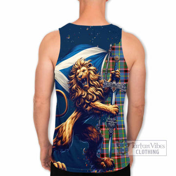 Glass Tartan Family Crest Men's Tank Top with Scottish Majestic Lion - Tartan Vibes Clothing