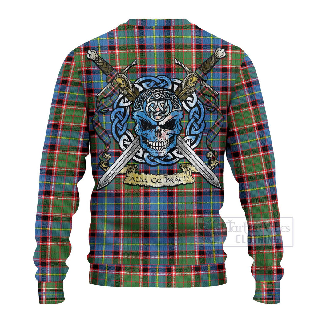 Glass Tartan Ugly Sweater with Family Crest Celtic Skull Style - Tartan Vibes Clothing