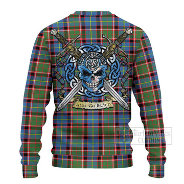 Glass Tartan Ugly Sweater with Family Crest Celtic Skull Style - Tartan Vibes Clothing
