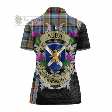 Glass Tartan Family Crest Women's Polo Shirt Lion Rampant Royal Thistle Shield Celtic Inspired - Tartan Vibes Clothing
