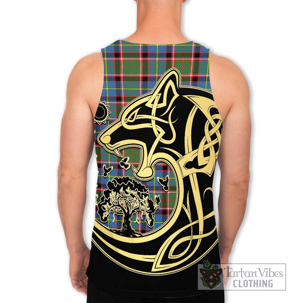 Glass Tartan Men's Tank Top with Family Crest Celtic Wolf Style - Tartan Vibes Clothing