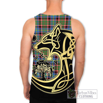 Glass Tartan Men's Tank Top with Family Crest Celtic Wolf Style - Tartan Vibes Clothing