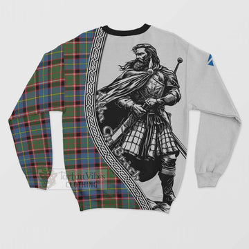 Glass Tartan Clan Crest Sweatshirt with Highlander Warrior Celtic Style - Tartan Vibes Clothing