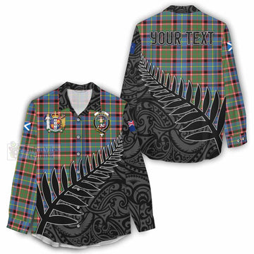 Tartan Vibes Clothing Glass Crest Tartan Women's Casual Shirt with New Zealand Silver Fern Half Style