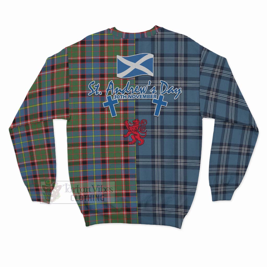 Glass Tartan Sweatshirt Happy St. Andrew's Day Half Tartan Style - Tartan Vibes Clothing