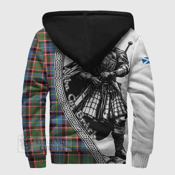 Glass Tartan Clan Crest Sherpa Hoodie with Highlander Warrior Celtic Style - Tartan Vibes Clothing