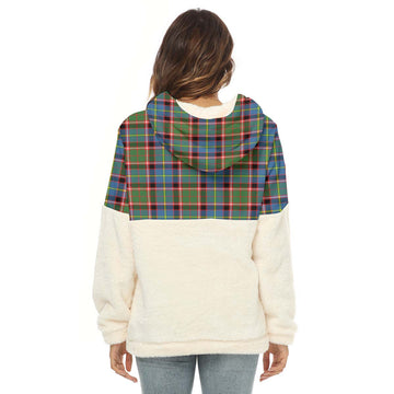 Glass Tartan Half Style Women's Borg Fleece Hoodie with Half Zip - Tartan Vibes Clothing