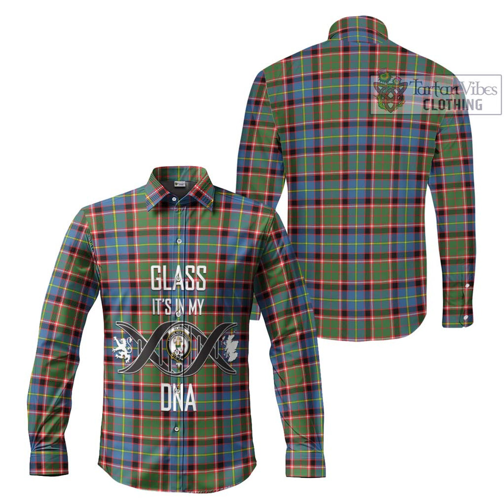 Glass Tartan Long Sleeve Button Shirt with Family Crest DNA In Me Style Men's Shirt - Tartanvibesclothing Shop