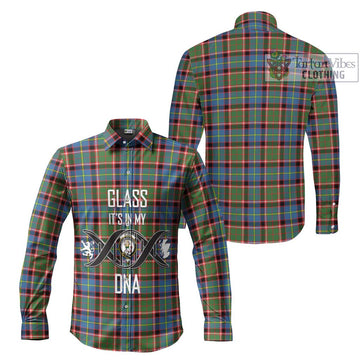 Glass Tartan Long Sleeve Button Shirt with Family Crest DNA In Me Style Men's Shirt - Tartanvibesclothing Shop