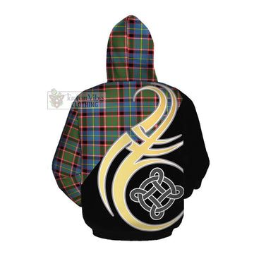 Glass Tartan Cotton Hoodie with Family Crest and Celtic Symbol Style Pullover Hoodie - Tartan Vibes Clothing