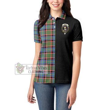 Glass Tartan Women's Polo Shirt with Family Crest and Half Of Me Style - Tartanvibesclothing Shop
