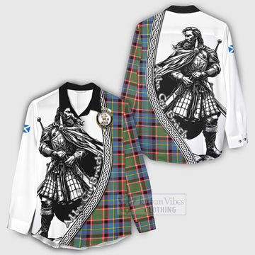Glass Tartan Clan Crest Women's Casual Shirt with Highlander Warrior Celtic Style - Tartan Vibes Clothing