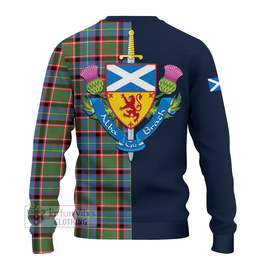 Glass Tartan Ugly Sweater Alba with Scottish Lion Royal Arm Half Style - Tartan Vibes Clothing