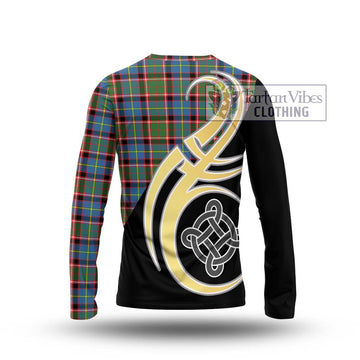 Glass Tartan Long Sleeve T-Shirt with Family Crest and Celtic Symbol Style - Tartan Vibes Clothing