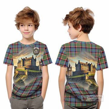 Glass Tartan Family Crest Kid T-Shirt with Scottish Ancient Castle Style - Tartan Vibes Clothing
