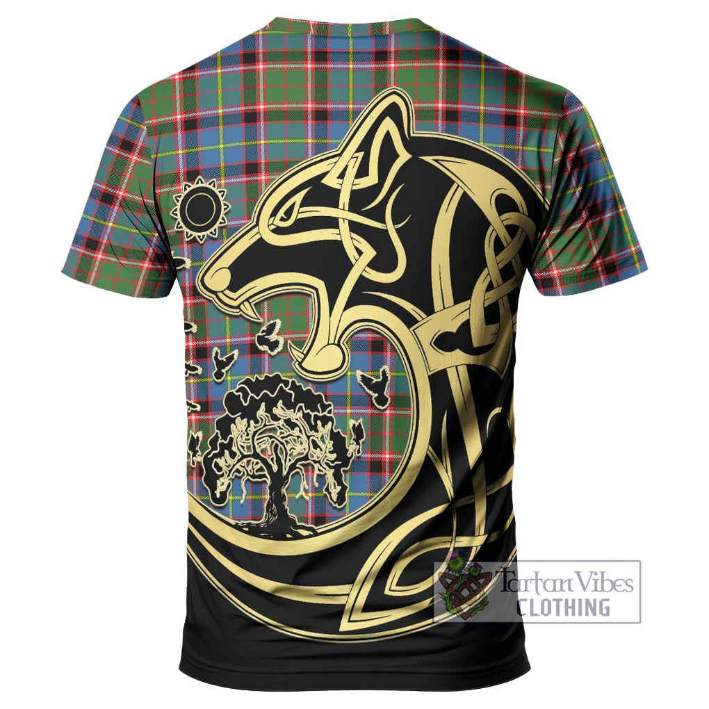 Glass Tartan T-Shirt with Family Crest Celtic Wolf Style - Tartan Vibes Clothing