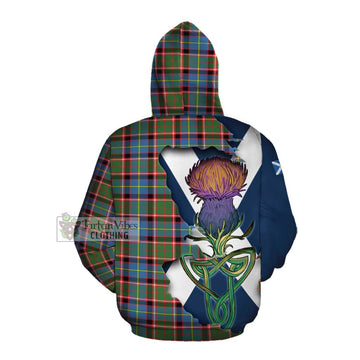 Tartan Vibes Clothing Glass Tartan Family Crest Cotton Hoodie Scottish Thistle Celtic Inspired