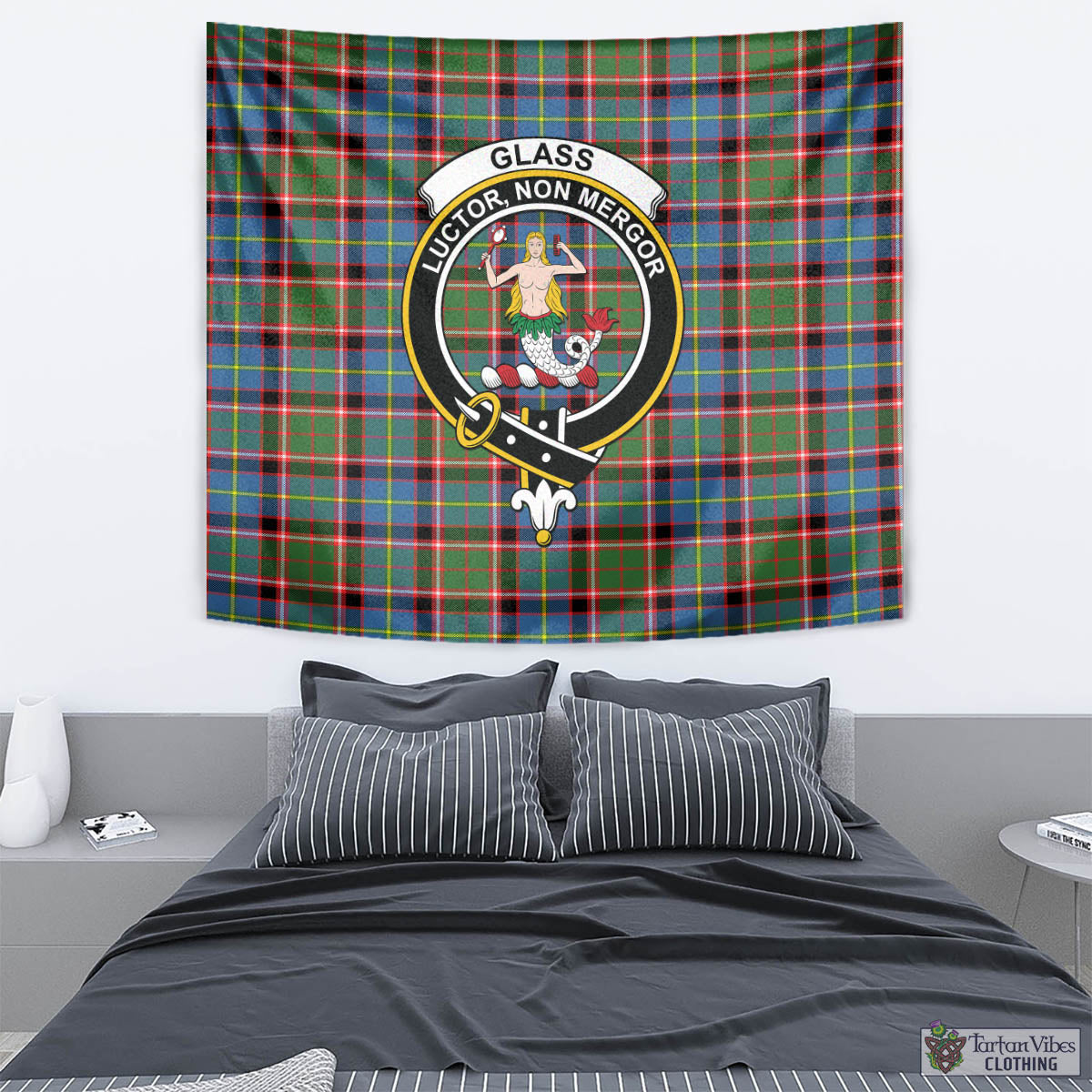 Glass Tartan Tapestry Wall Hanging and Home Decor for Room with Family Crest - Tartan Vibes Clothing