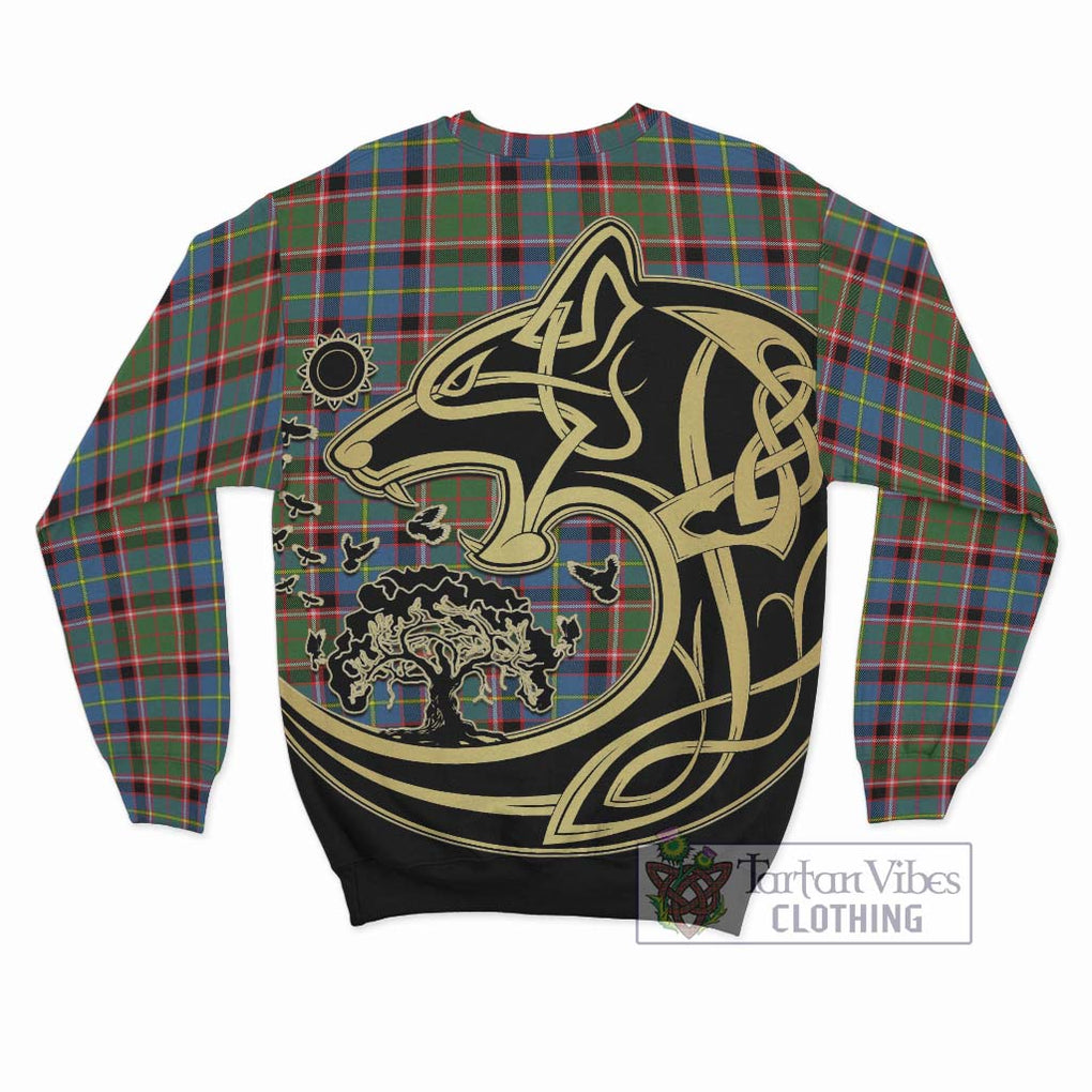 Glass Tartan Sweatshirt with Family Crest Celtic Wolf Style - Tartan Vibes Clothing