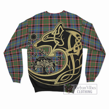 Glass Tartan Sweatshirt with Family Crest Celtic Wolf Style - Tartan Vibes Clothing