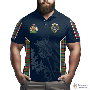 Glass Tartan Men's Polo Shirt with Family Crest and Scottish Thistle Vibes Sport Style - Tartan Vibes Clothing