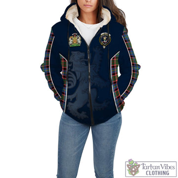 Glass Tartan Sherpa Hoodie with Family Crest and Lion Rampant Vibes Sport Style