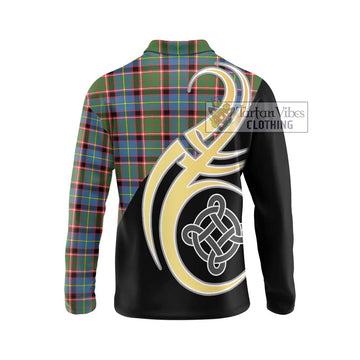 Glass Tartan Long Sleeve Polo Shirt with Family Crest and Celtic Symbol Style - Tartan Vibes Clothing