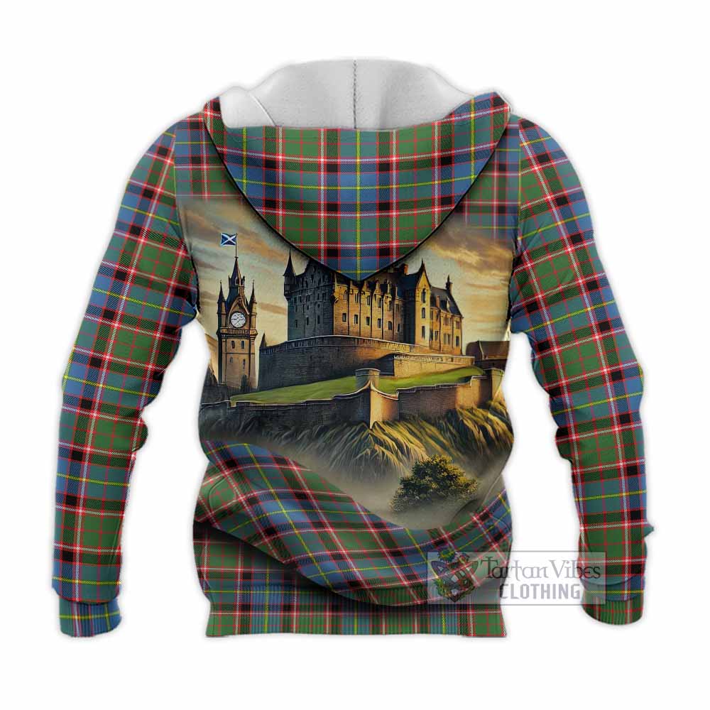Glass Tartan Family Crest Knitted Hoodie with Scottish Ancient Castle Style - Tartan Vibes Clothing