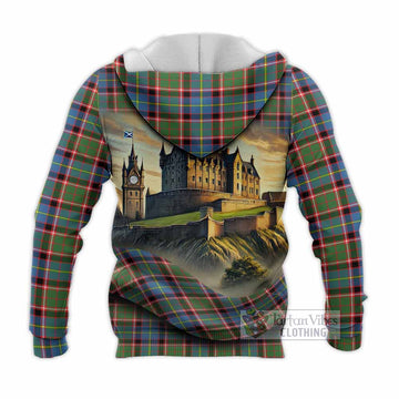 Glass Tartan Family Crest Knitted Hoodie with Scottish Ancient Castle Style - Tartan Vibes Clothing