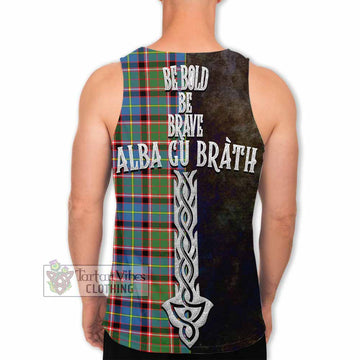 Tartan Vibes Clothing Glass Tartan Family Crest Men's Tank Top Alba Gu Brath Be Brave Lion Ancient Style