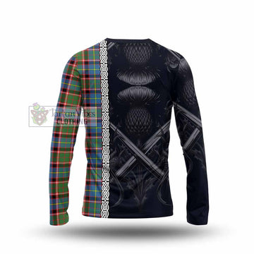 Glass Tartan Long Sleeve T-Shirt with Family Crest Cross Sword Thistle Celtic Vibes - Tartan Vibes Clothing