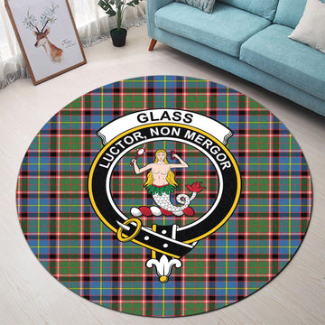 Glass Tartan Round Rug with Family Crest - Tartan Vibes Clothing