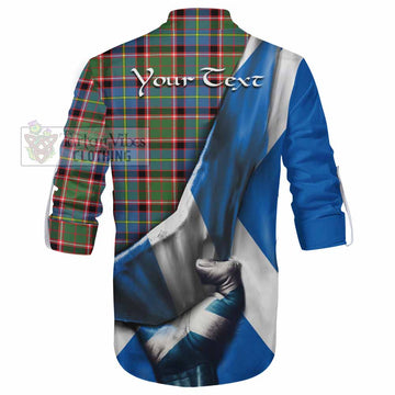 Tartan Vibes Clothing Glass Tartan Ghillie Kilt Shirt with Family Crest Scotland Patriotic Style
