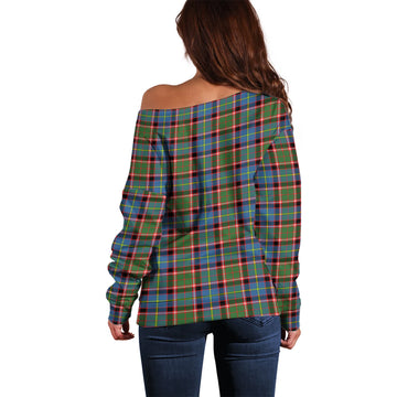 Glass Tartan Off Shoulder Women Sweater - Tartan Vibes Clothing